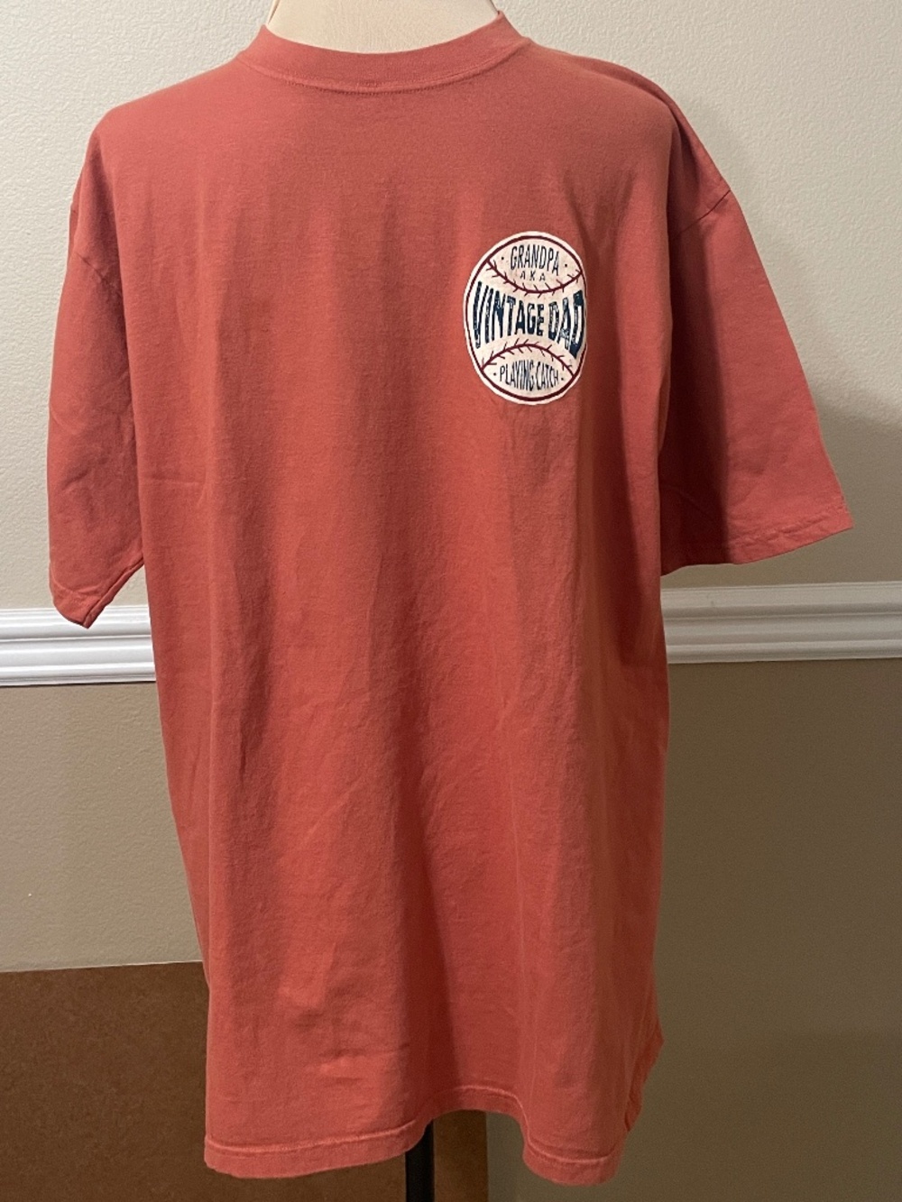 NWT LARGE Crazy Shirts Rust "Grandpa AKA Vintage Dad Playing Catch" T-Shirt